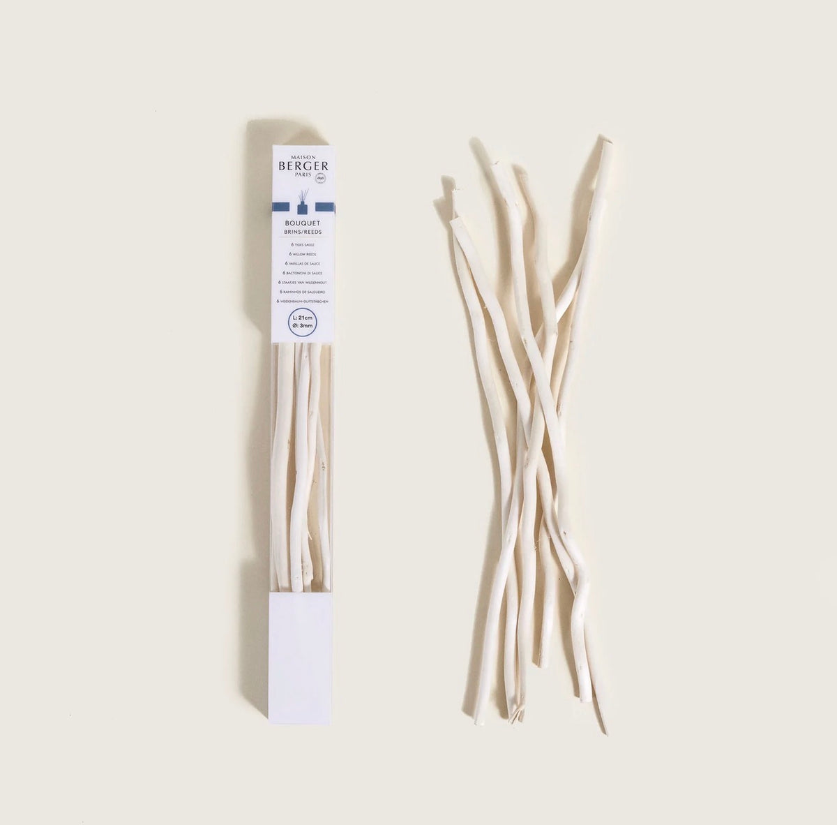 Set van 6 natuurlijke wilgenhouten sticks 21cm