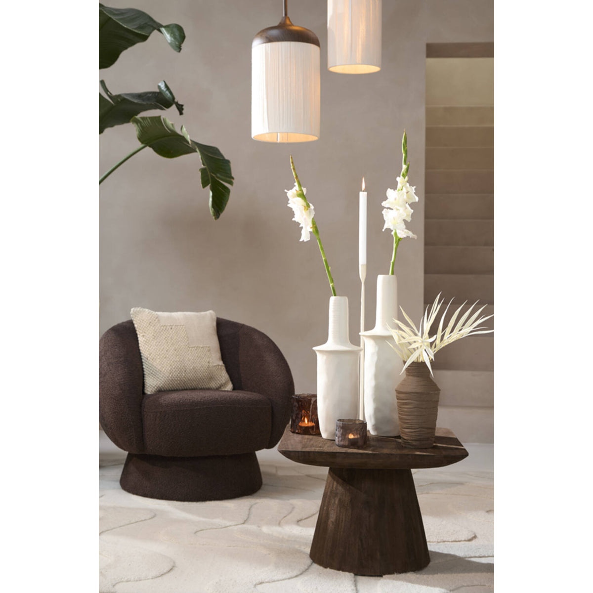 Light&Living Vaas Deco GRECCIO Mat Bruin L – foto 2